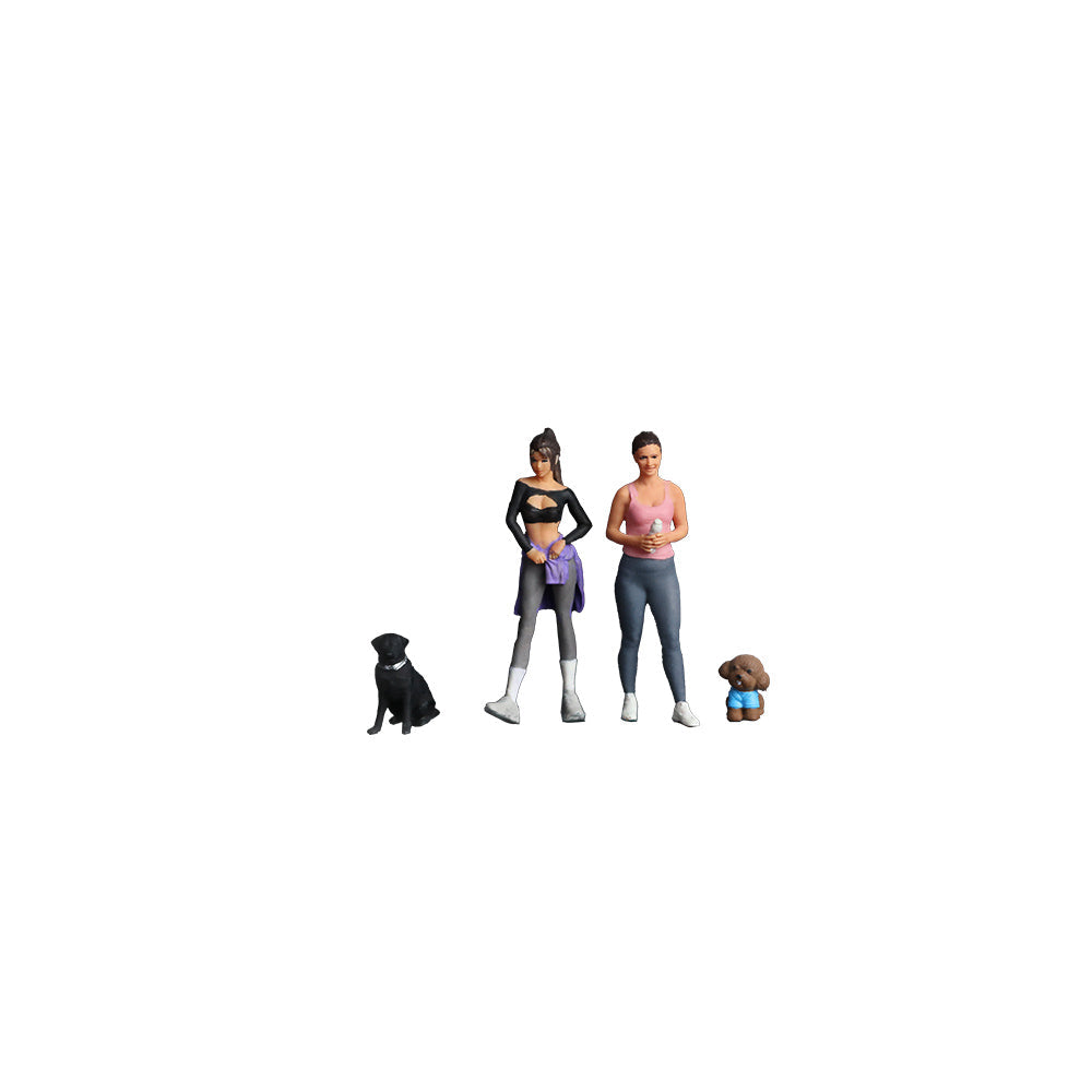 MoreArt 1:64 DOG WALKING GIRL DOLL B SET