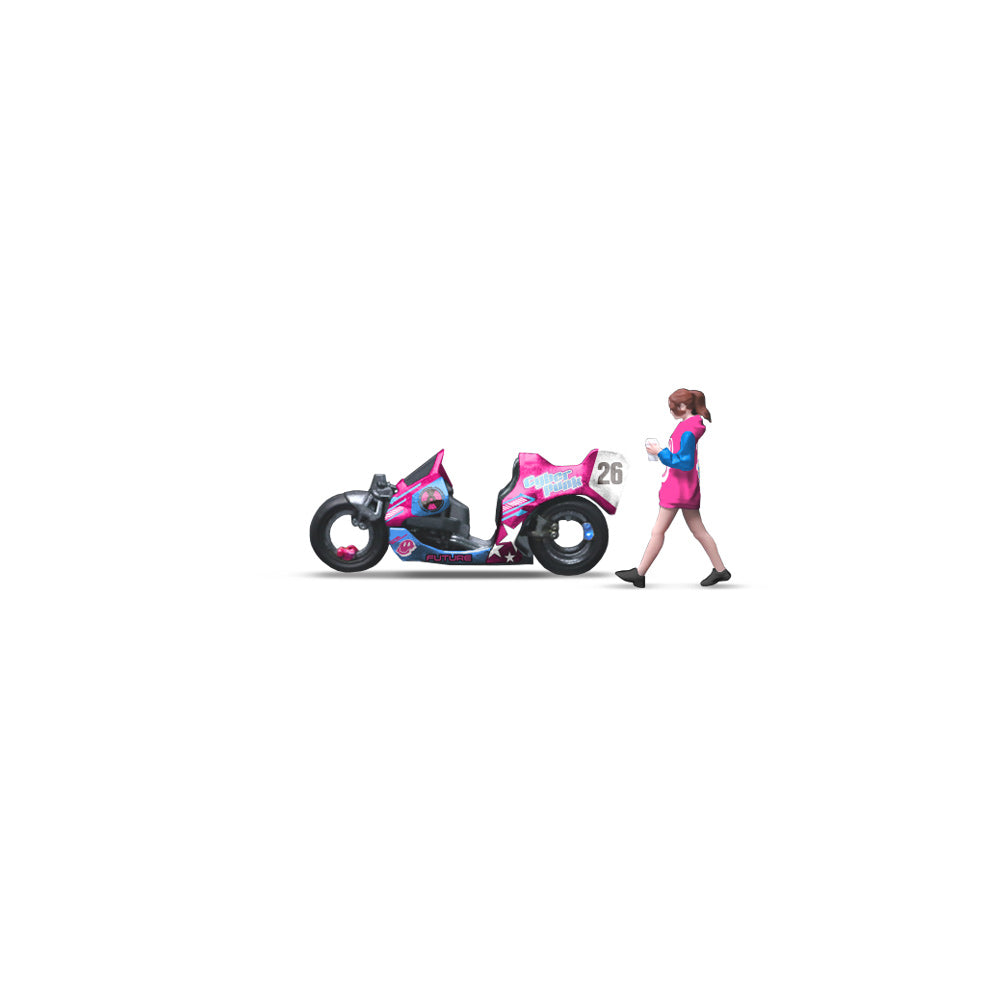 MoreArt 1:64 CYBERPUNK 26TH CENTURY FUTURE MOTORCYCLE GIRL SET MO222230