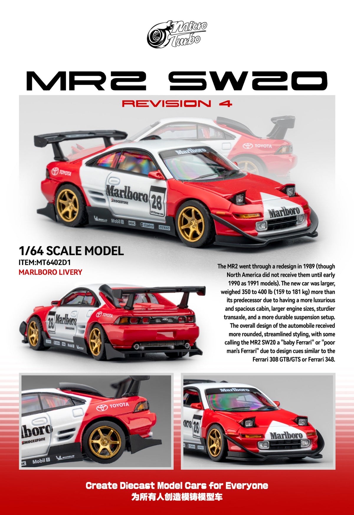 Microturbo 1:64 Custom MR-2 - Marlboro Livery MT6402D1