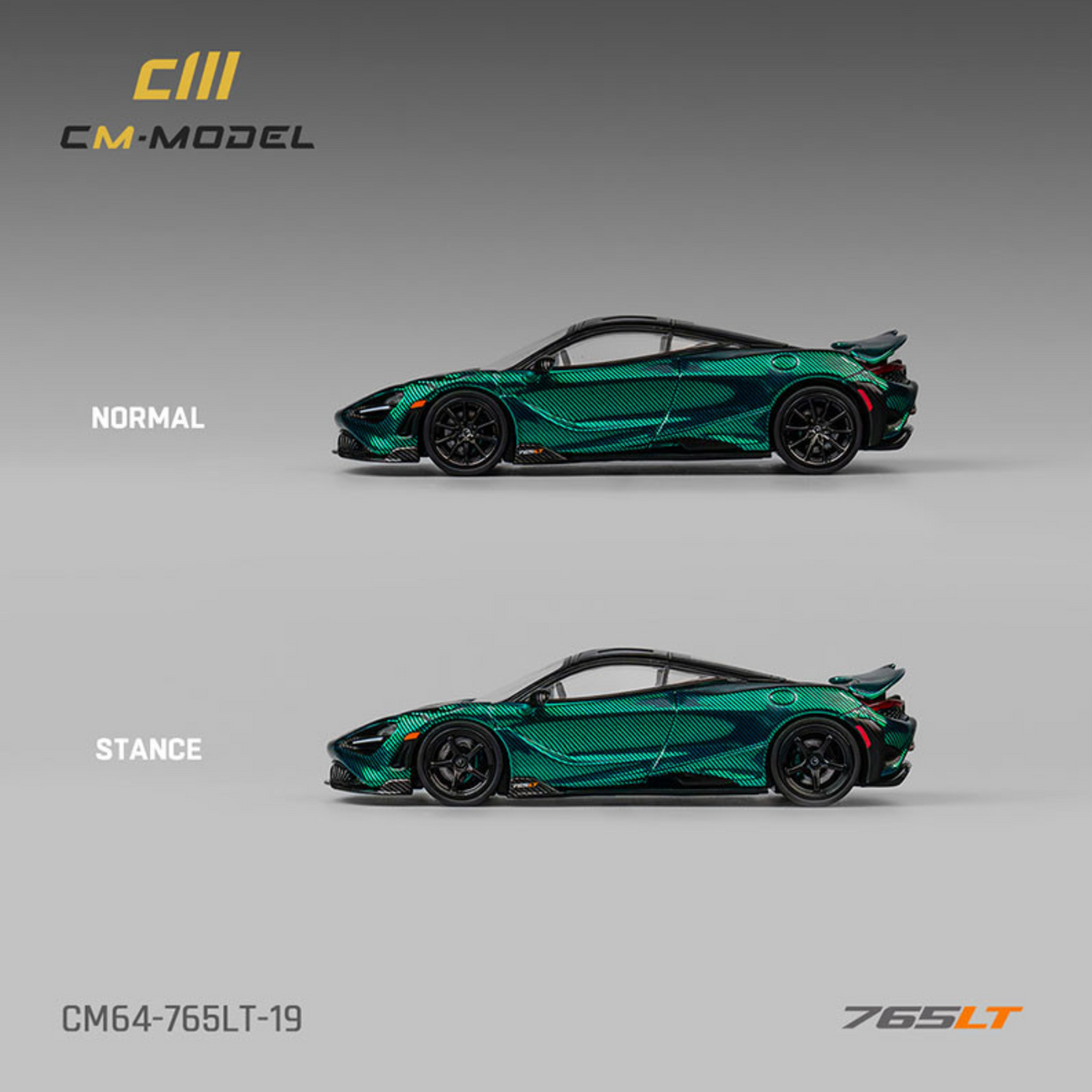 CM Model 1:64 Mclaren 765LT Chrome Green CM64-765LT-19