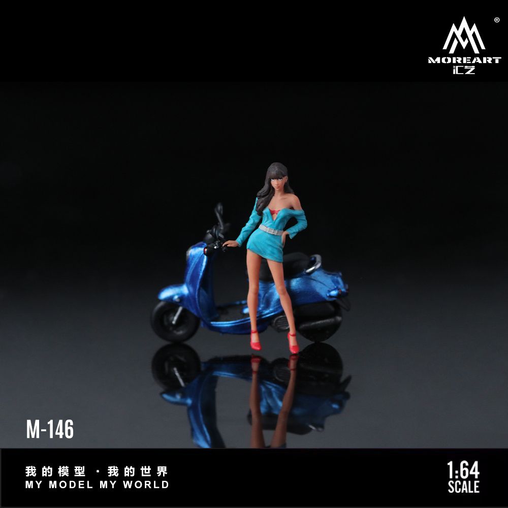 MoreArt 1:64 Retro Scooter Blue Pretty Girl MO222146