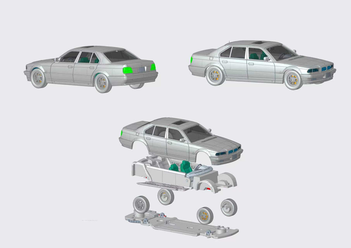 Elite Collectibles 1:64 BMW E38 Original color and unpainted parts kit