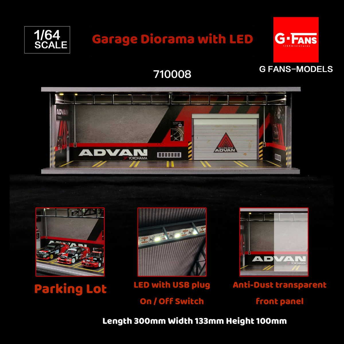G.Fans 1:64 Garage Diorama with LED (Advan Theme) 710008