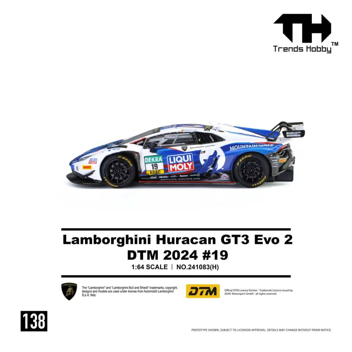 [Preorder] Trends Hobby 1:64 Lamborghini Huracan GT3 EVO2 - DTM 2024 #19 241083(H)