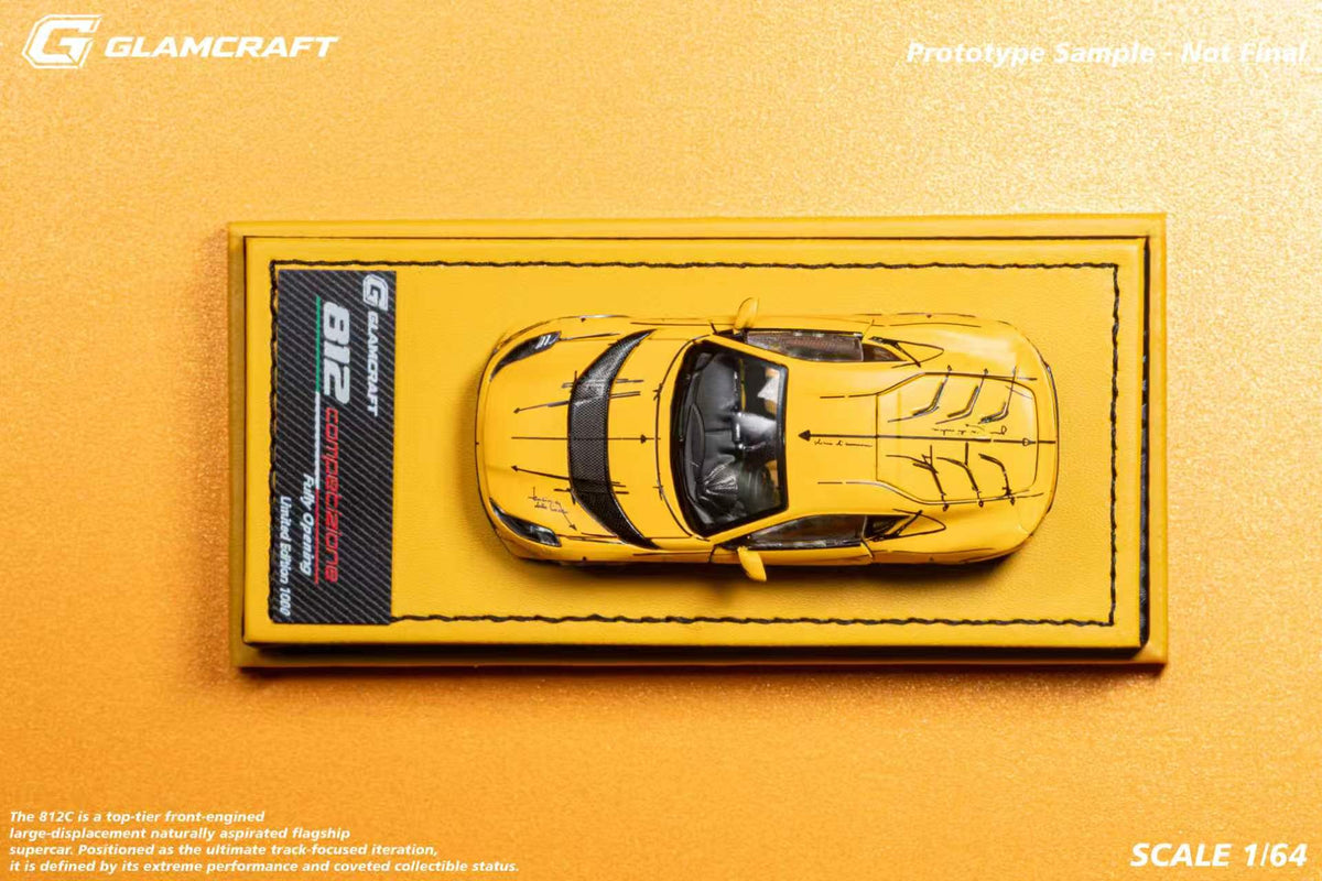 [Preorder] GlamCraft 1:64 Ferrari 812C GT Full Open - Sketch Yellow