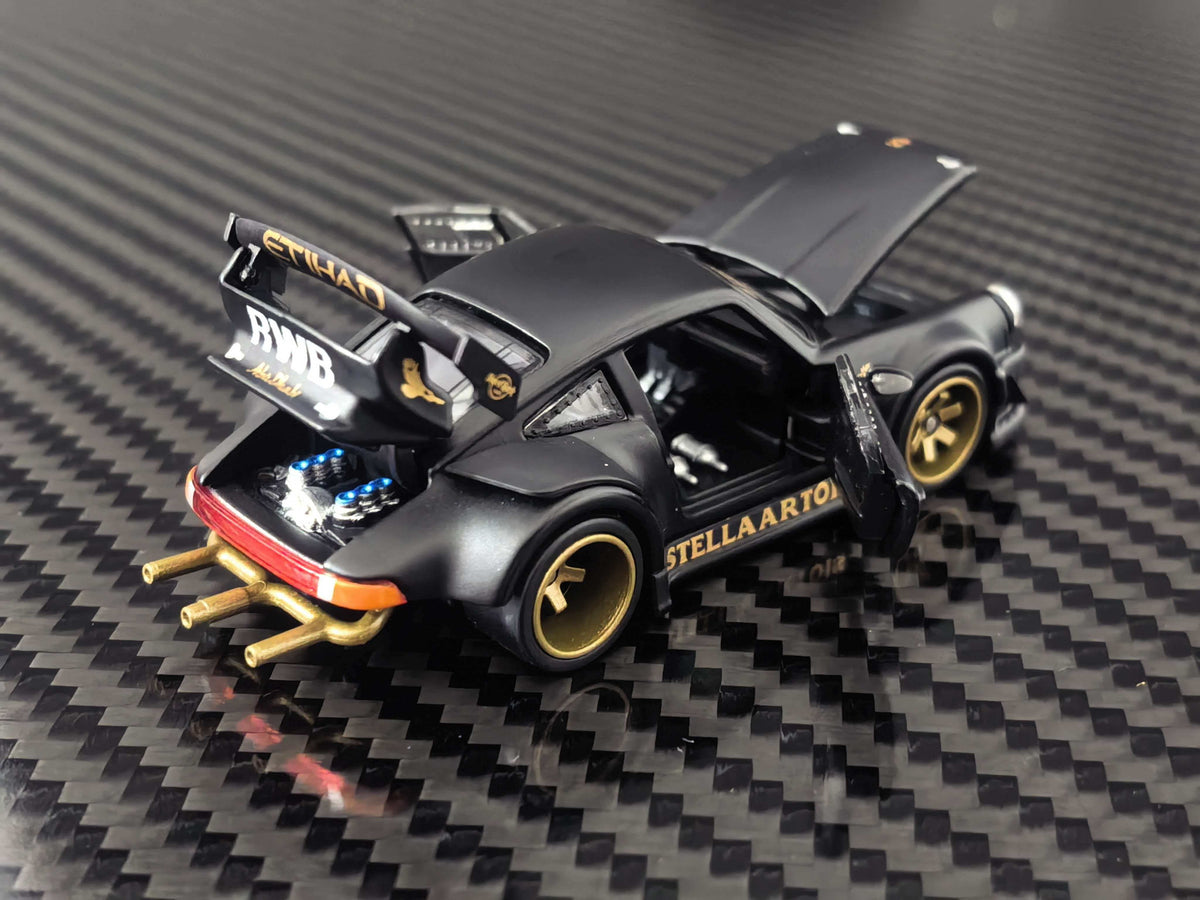 [Preorder] HG Model 1:64 Porsche RWB930 STELLA ARTOIS-Matte Black Livery