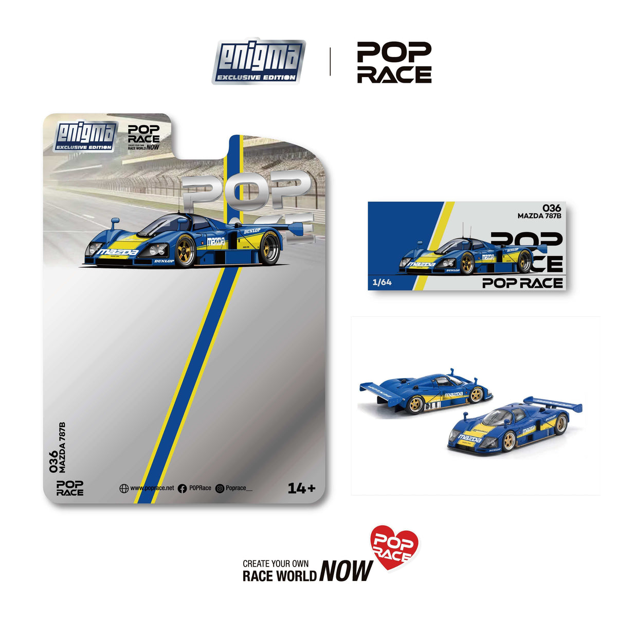 [Preorder] POPRACE 1:64 MAZDA 787B RACING BLUE/YELLOW (enigma exclusive edition) PRE036