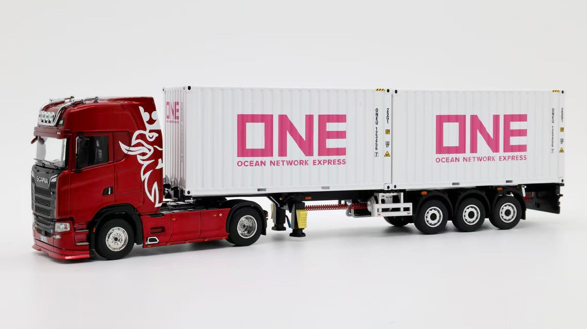 Tubro Truck 1:64 Scania 730S 4x2 Trailer With Extendable Container Trailer Set (6 Versions)