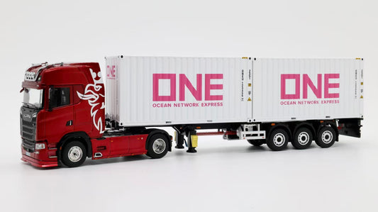 Tubro Truck 1:64 Scania 730S 4x2 Trailer With Extendable Container Trailer Set (6 Versions)