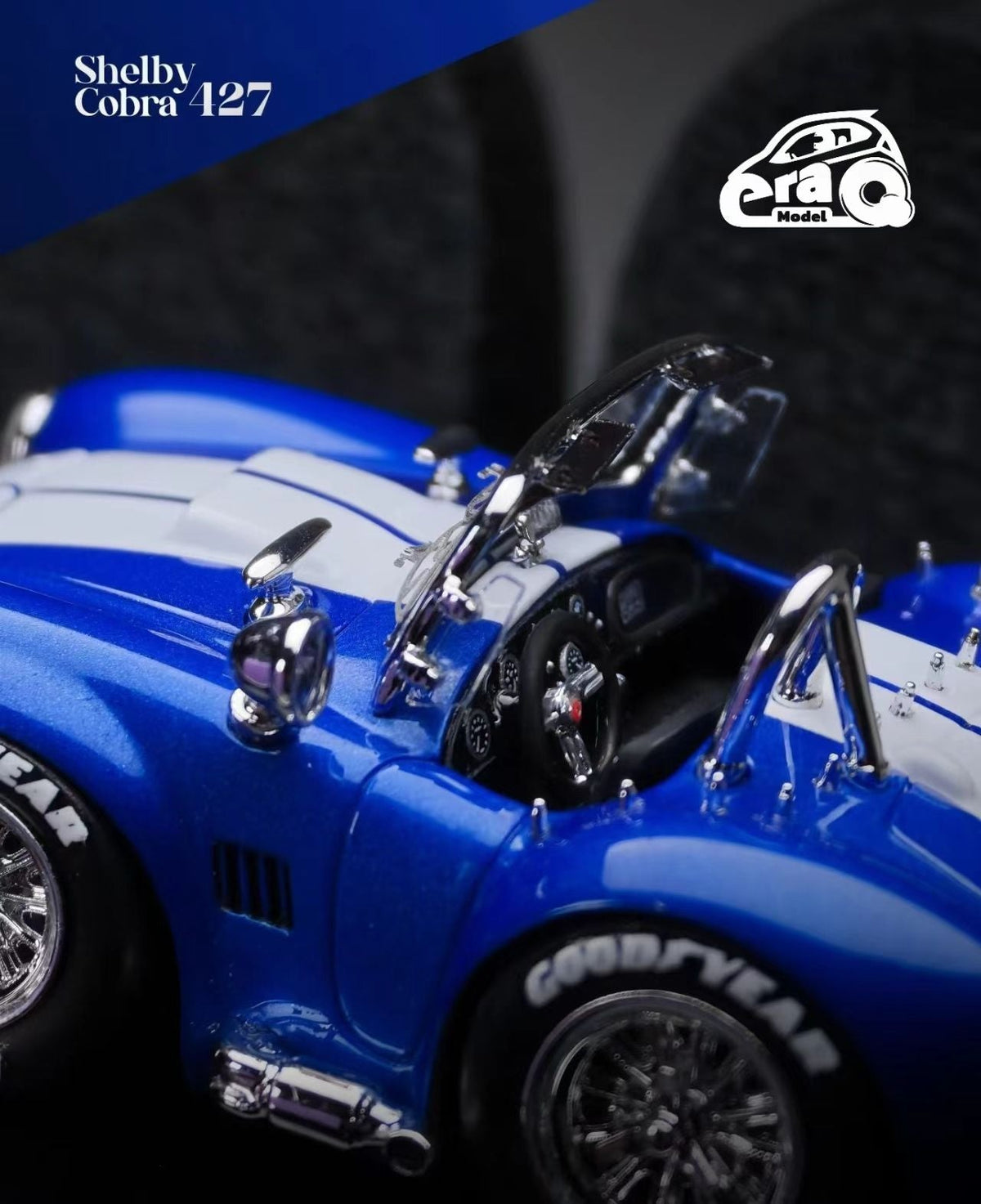 [Preorder] EraQ X DYwork 1:64 Shelby Cobra 427 Blue Livery (with luggage bag)