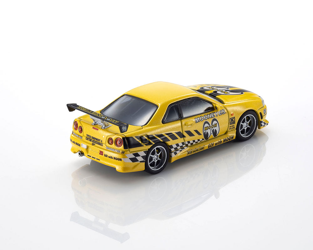 [Preorder] Kyosho 1:64 Nissan GT-R (R34) Mooneye's 1 with MOTN LED Base Compatible Bright Yellow 07134LM2
