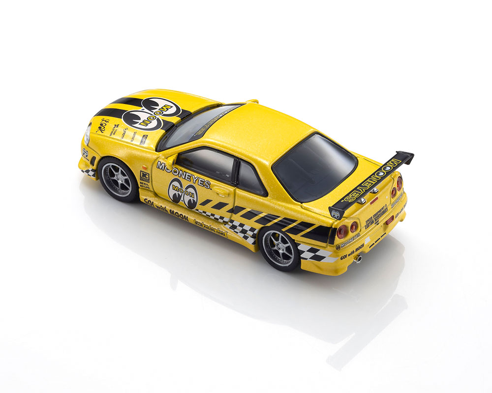 [Preorder] Kyosho 1:64 Nissan GT-R (R34) Mooneye's 1 with MOTN LED Base Compatible Bright Yellow 07134LM2