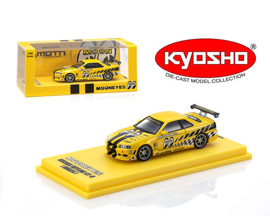 [Preorder] Kyosho 1:64 Nissan GT-R (R34) Mooneye's 1 with MOTN LED Base Compatible Bright Yellow 07134LM2