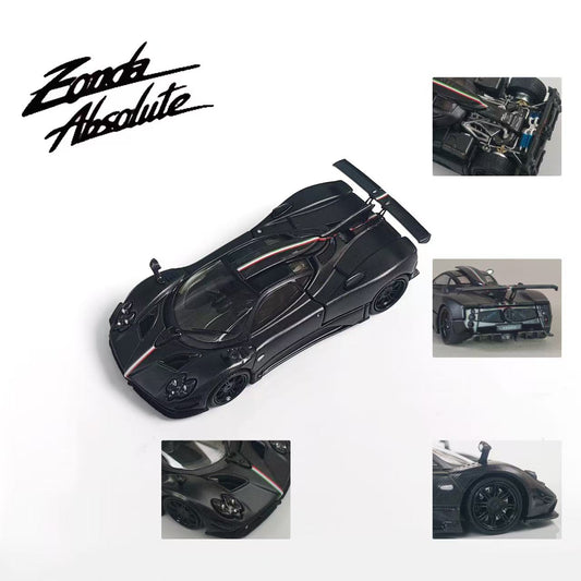 [Preorder] Rhino Model 1:64 Pagani One-off Series. Zonda AbsoIute EVO #76061 (Full Black Matte Carbon Fiber With Italian Tricolor Stripes)
