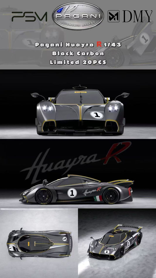 PSM x DMY 1:43 Pagani Huayra R Gray Black Full Carbon