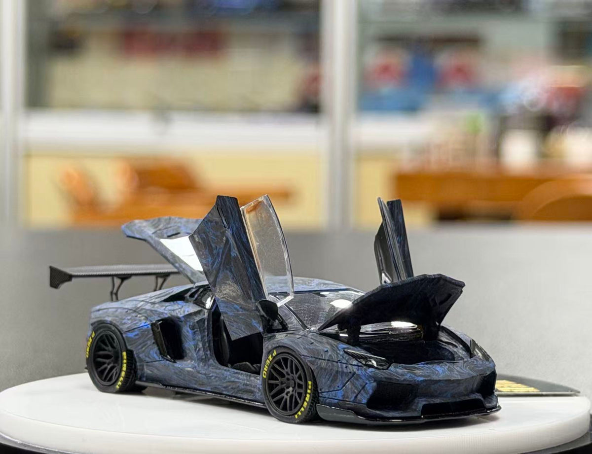 PGM 1:64 Lamborghini LB700 Blue Carbon Real Carbon