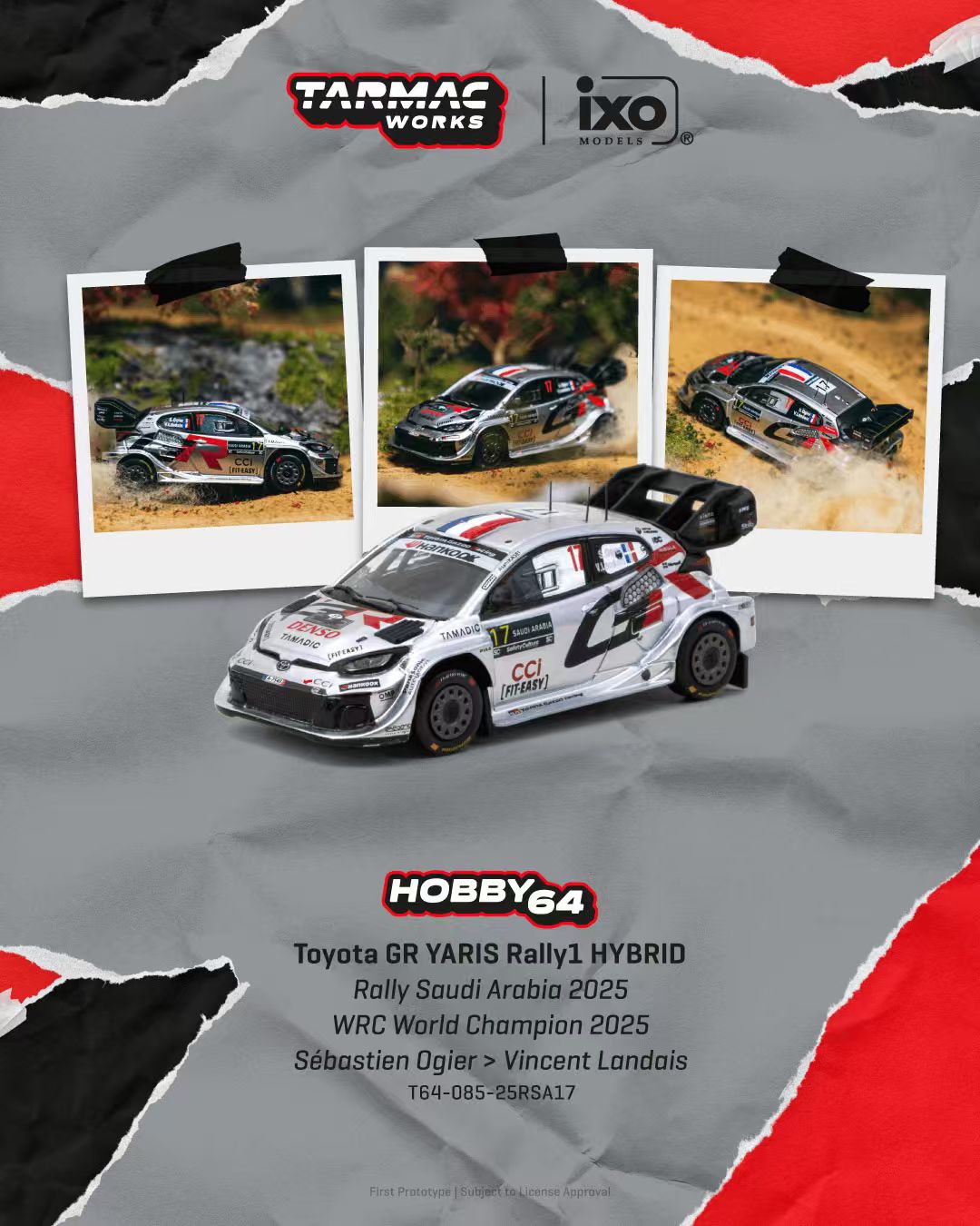 [Preorder] Tarmac Works 1:64 Toyota GR YARIS Rally1 HYBRID Rally Saudi Arabia T64-085-25RSA17