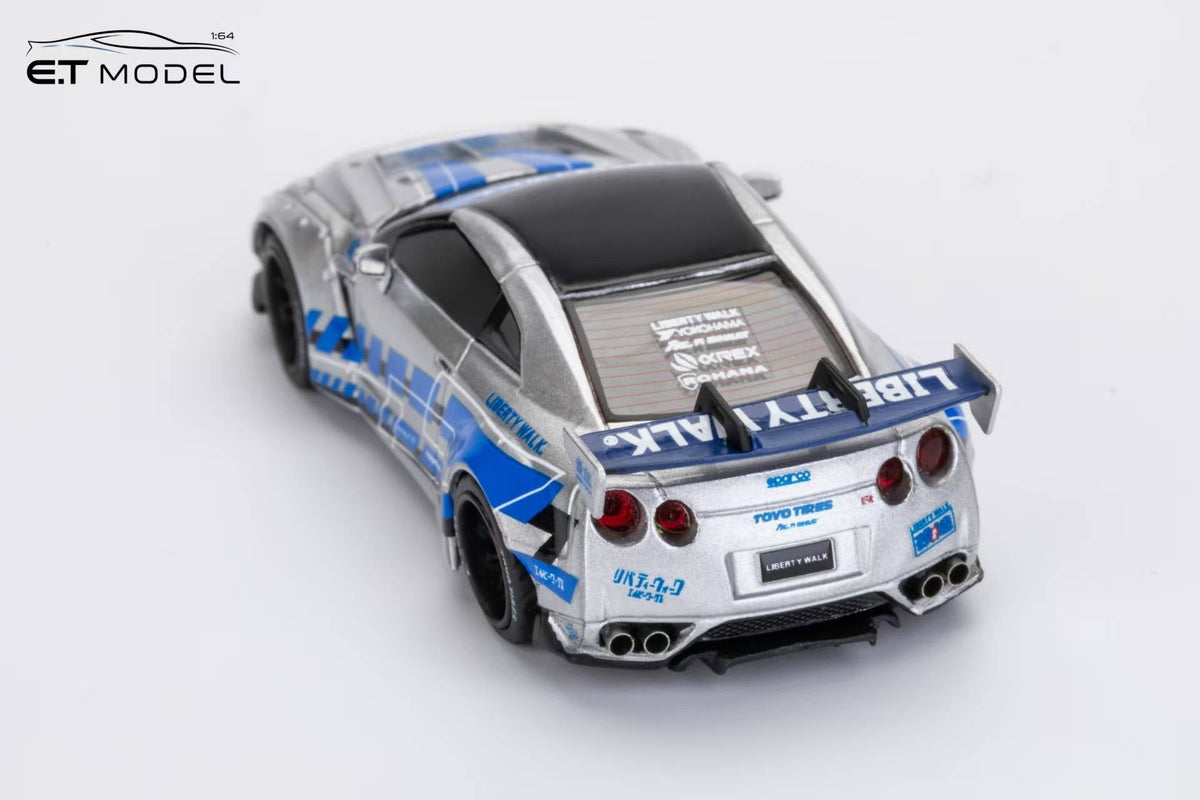 ET Model x Model Collect 1:64 Nissan GT-R R35 LB Widebody Modified 1.5 Version FNF Silver Blue