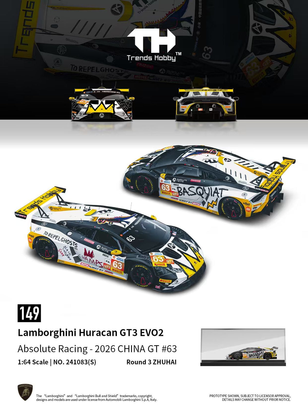 [Preorder] Trends Hobby 1:64 Lamborghini Huracan GT3 EVO2 - China GT 2026 #63 241083(S)
