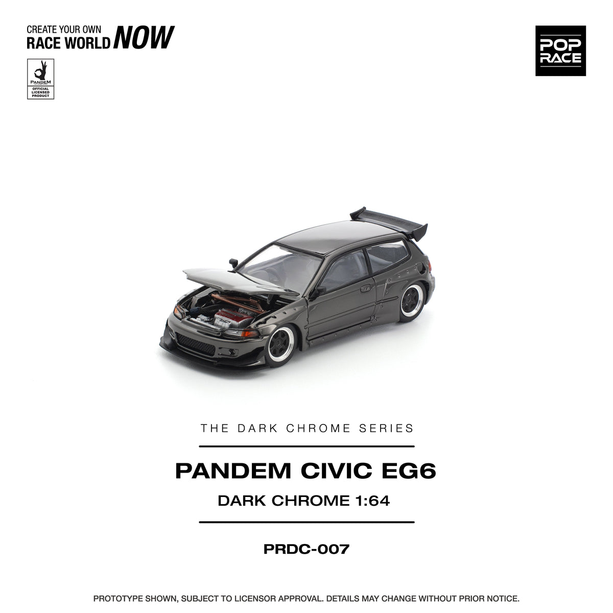 [Preorder] POPRACE 1:64 PANDEM CIVIC EG6 DARK CHROME PRDC007