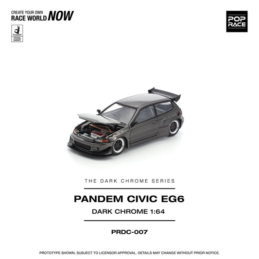 [Preorder] POPRACE 1:64 PANDEM CIVIC EG6 DARK CHROME PRDC007