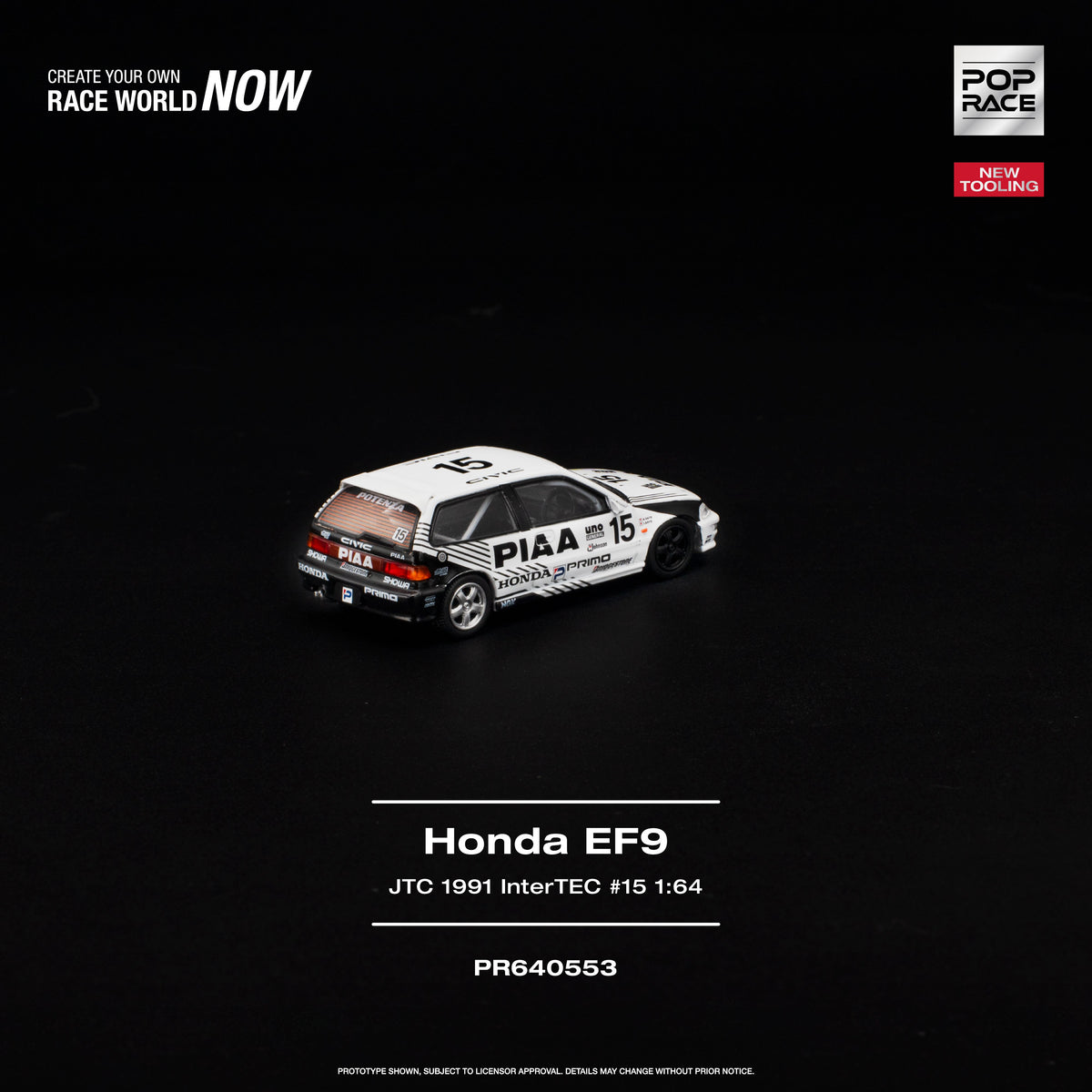 [Preorder] POPRACE 1:64 Honda Civic (EF9) #15 JTC 1991 InterTEC PR640553