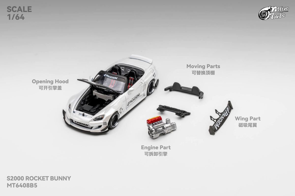 [Preorder] Microturbo 1:64 Custom S2000 RB - Metallic White MT6408B5