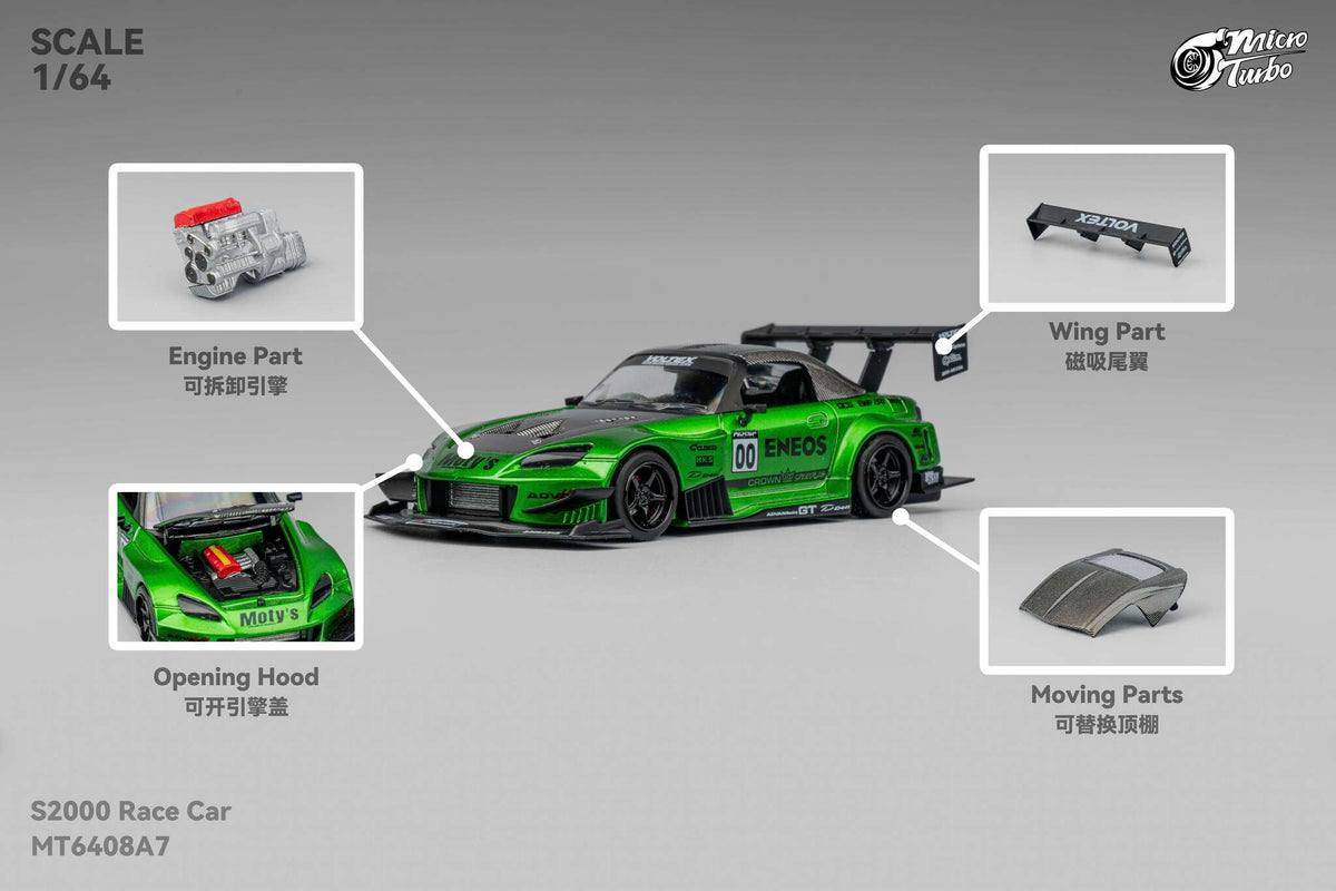 Microturbo 1:64 Custom S2000 RB - Metallic Green MT6408A9