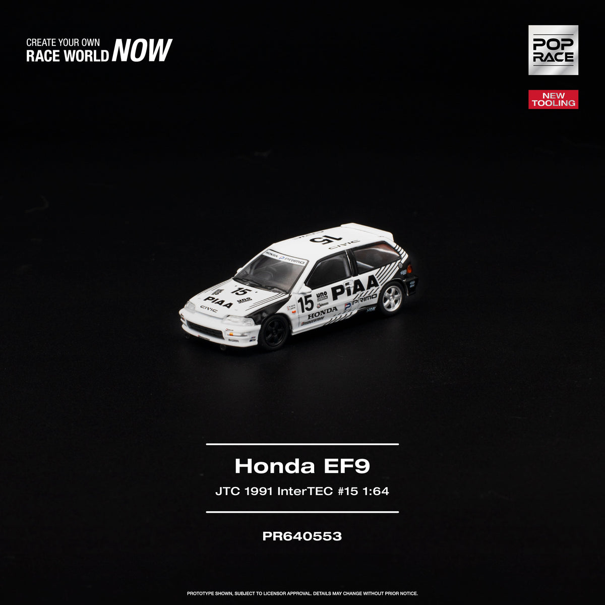 [Preorder] POPRACE 1:64 Honda Civic (EF9) #15 JTC 1991 InterTEC PR640553