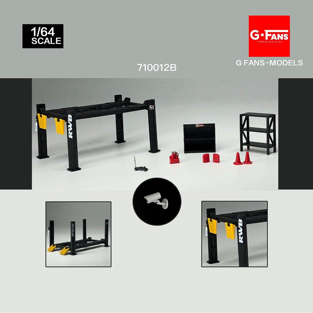 G.FANS 1:64 Model Repair Tools Kit Models/Garage lift set Black (2 Variant)