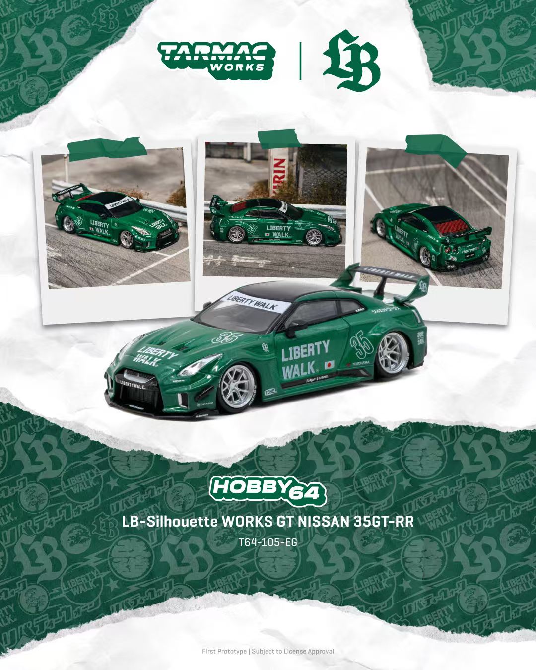 [Preorder] Tarmac Works 1:64 LB-Silhouette WORKS GT Nissan 35GT-RR Emerald Green T64-105-EG