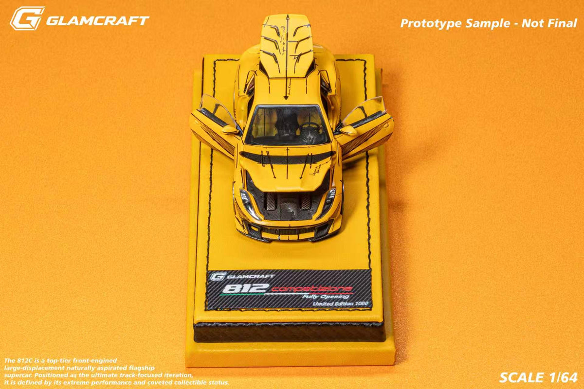 [Preorder] GlamCraft 1:64 Ferrari 812C GT Full Open - Sketch Yellow
