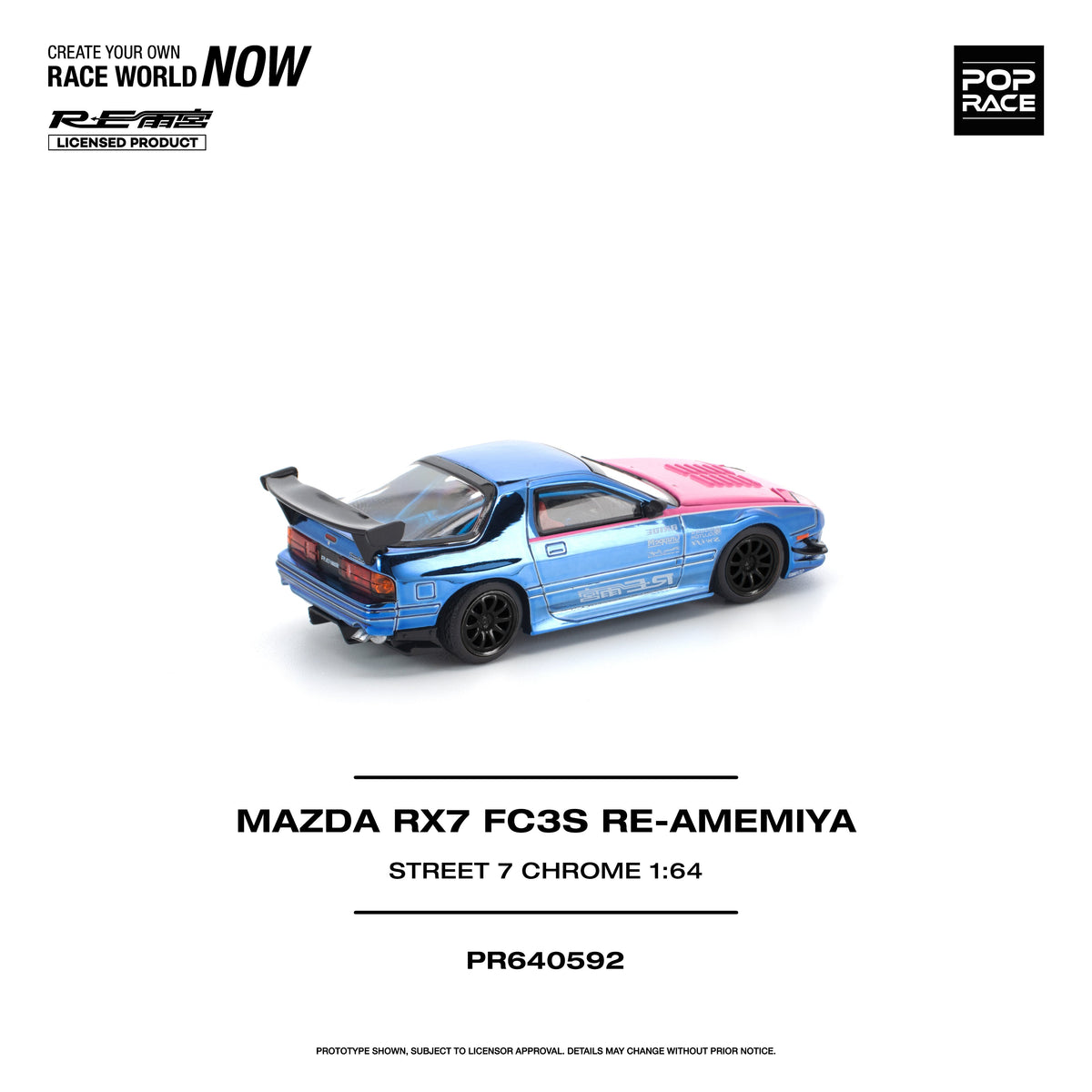 [Preorder] POPRACE 1:64 MAZDA RX7 (FC3S) RE-AMEMIYA STREET7 CHROME PR640592