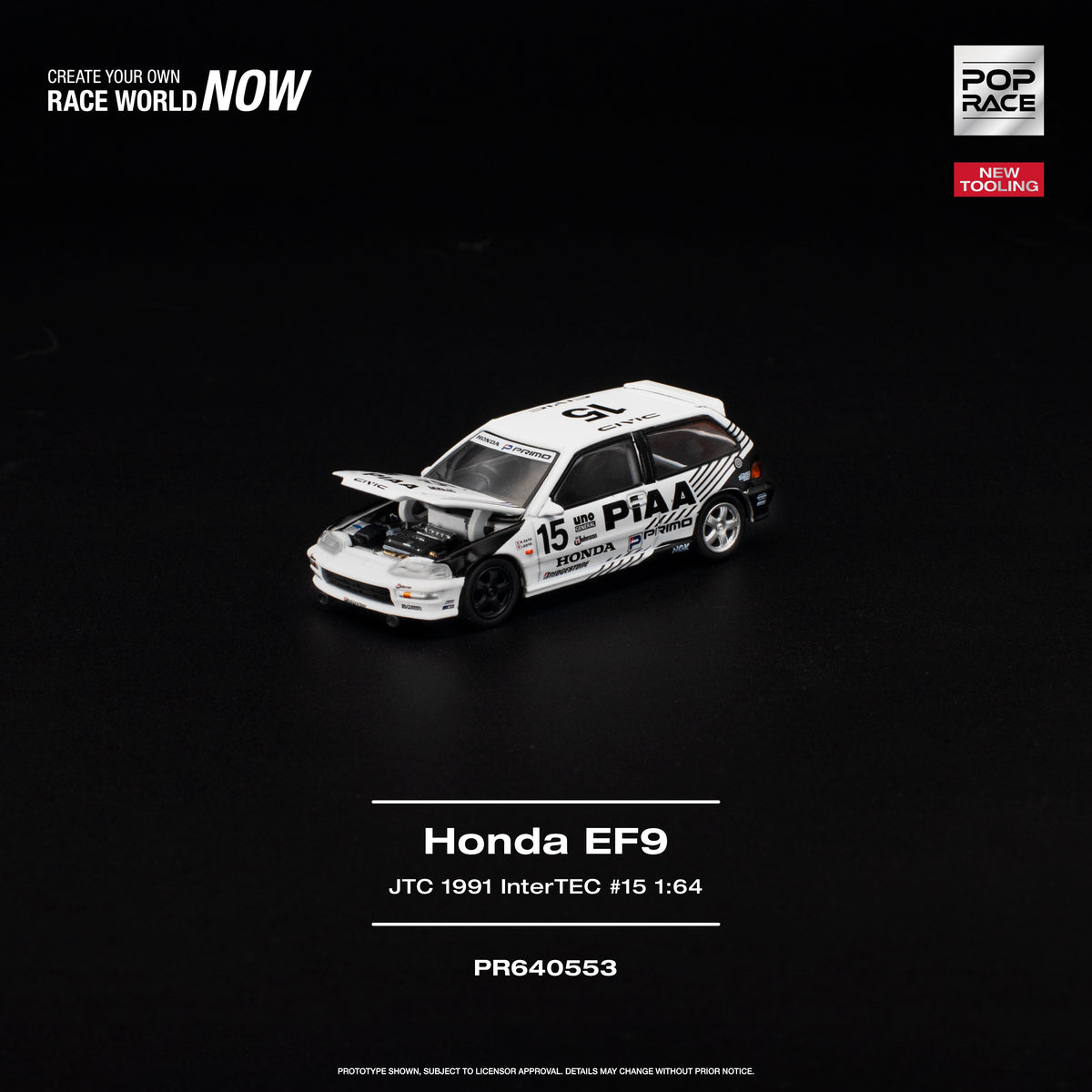 [Preorder] POPRACE 1:64 Honda Civic (EF9) #15 JTC 1991 InterTEC PR640553