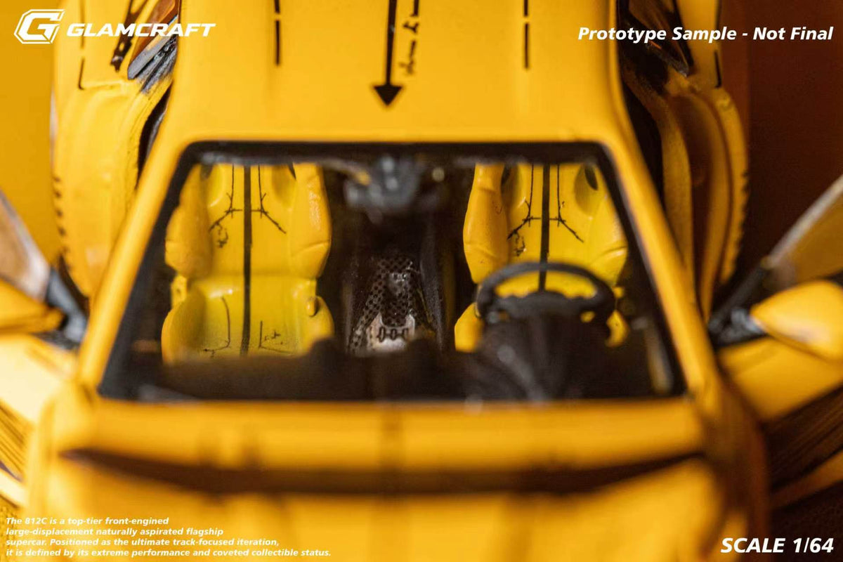 [Preorder] GlamCraft 1:64 Ferrari 812C GT Full Open - Sketch Yellow