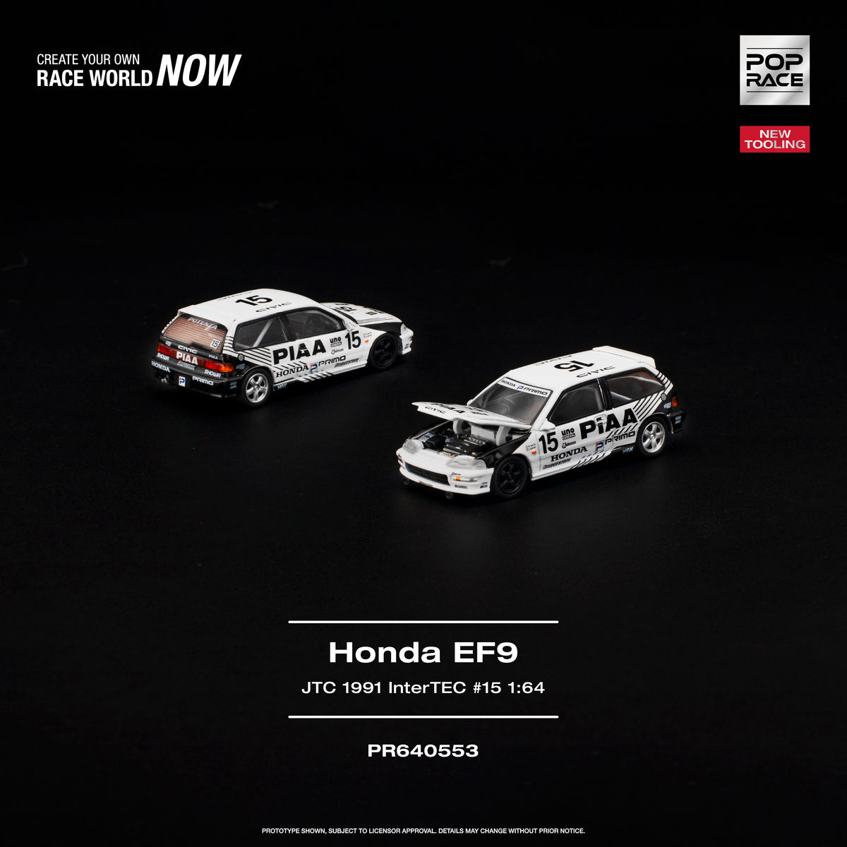 [Preorder] POPRACE 1:64 Honda Civic (EF9) #15 JTC 1991 InterTEC PR640553