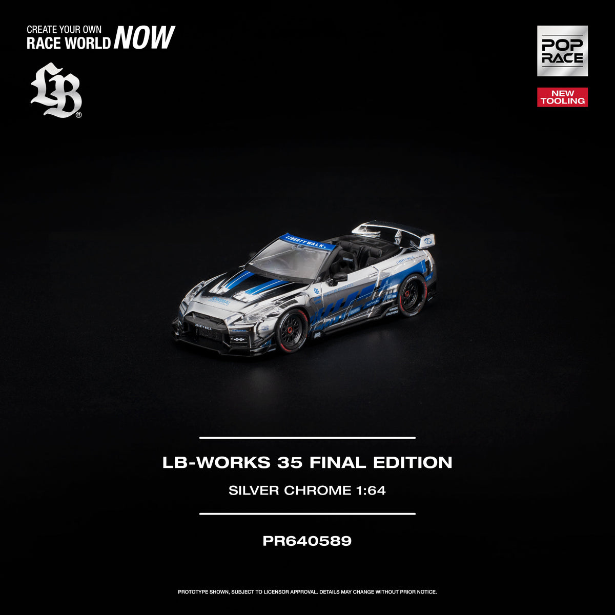 [Preorder] POPRACE 1:64 LB-WORKS 35GT-R FINAL EDITION SILVER CHROME PR640589