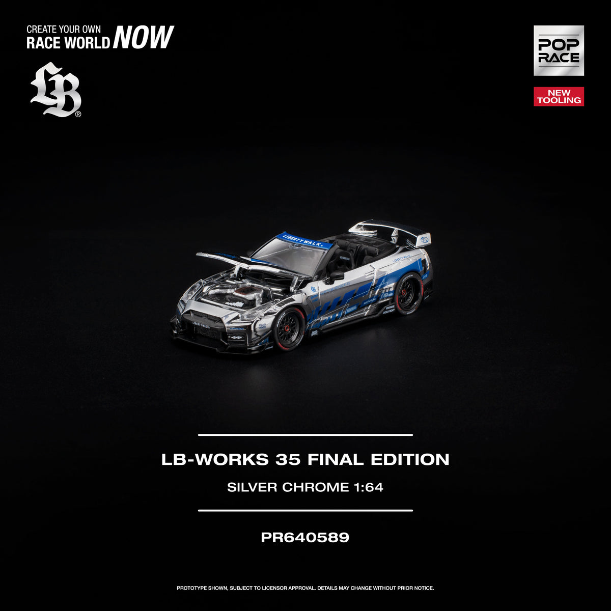 [Preorder] POPRACE 1:64 LB-WORKS 35GT-R FINAL EDITION SILVER CHROME PR640589