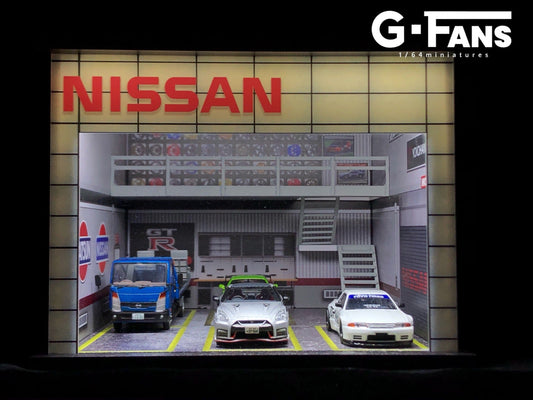 G.Fans 1:64 Nissan Garage Diorama with LED (Nissan Theme) 710017
