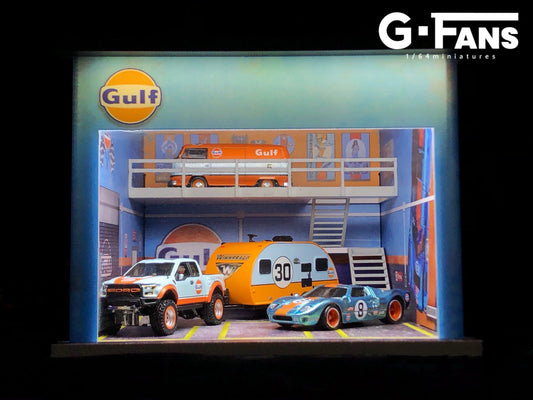 G.Fans 1:64 Garage Diorama with LED (Gulf Theme) 710019