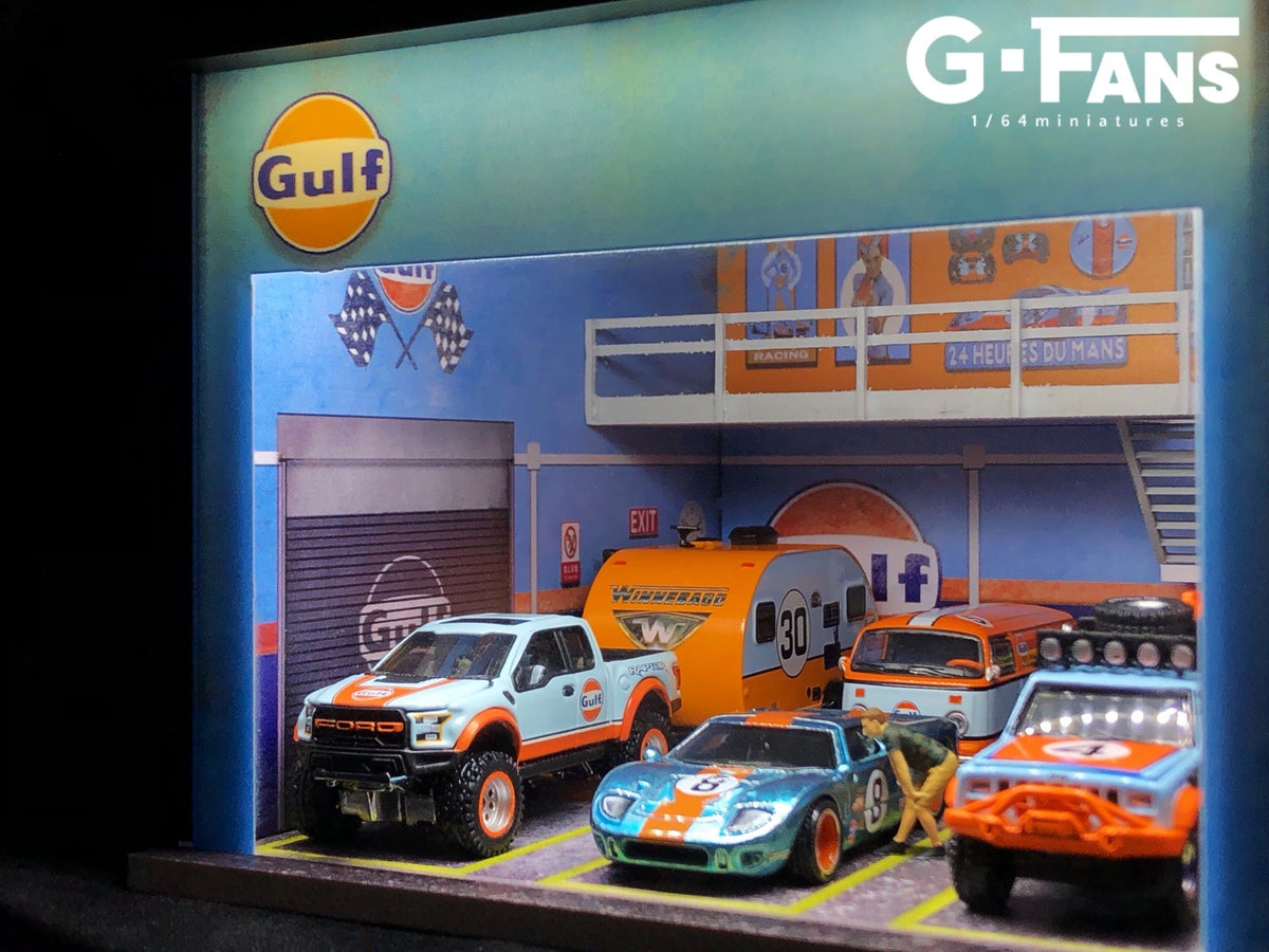 G.Fans 1:64 Garage Diorama with LED (Gulf Theme) 710019