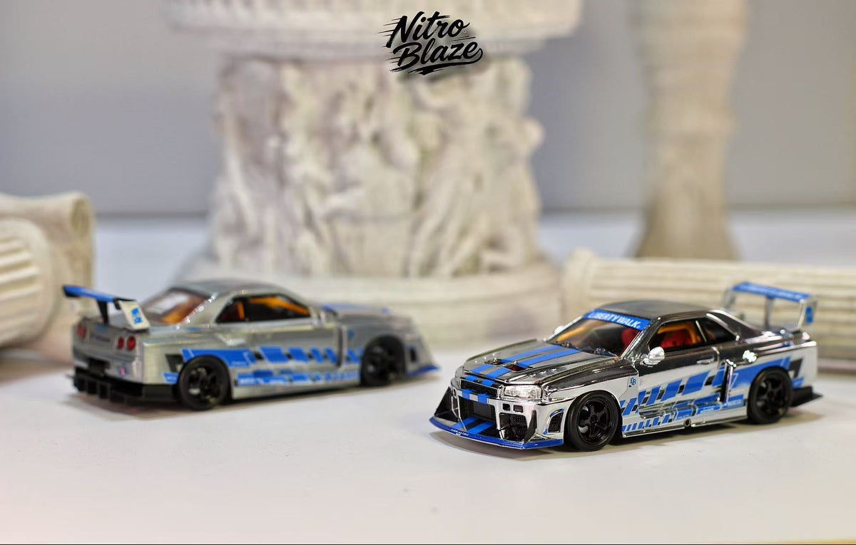 [Preorder] Nitro Blaze 1:64 Skyline ER34 LB Super Silhouette Widebody (2 Versions)
