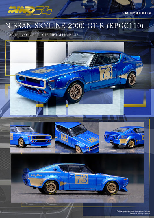 Inno64 1:64 NISSAN SKYLINE 2000 GT-R (KPGC110) Blue