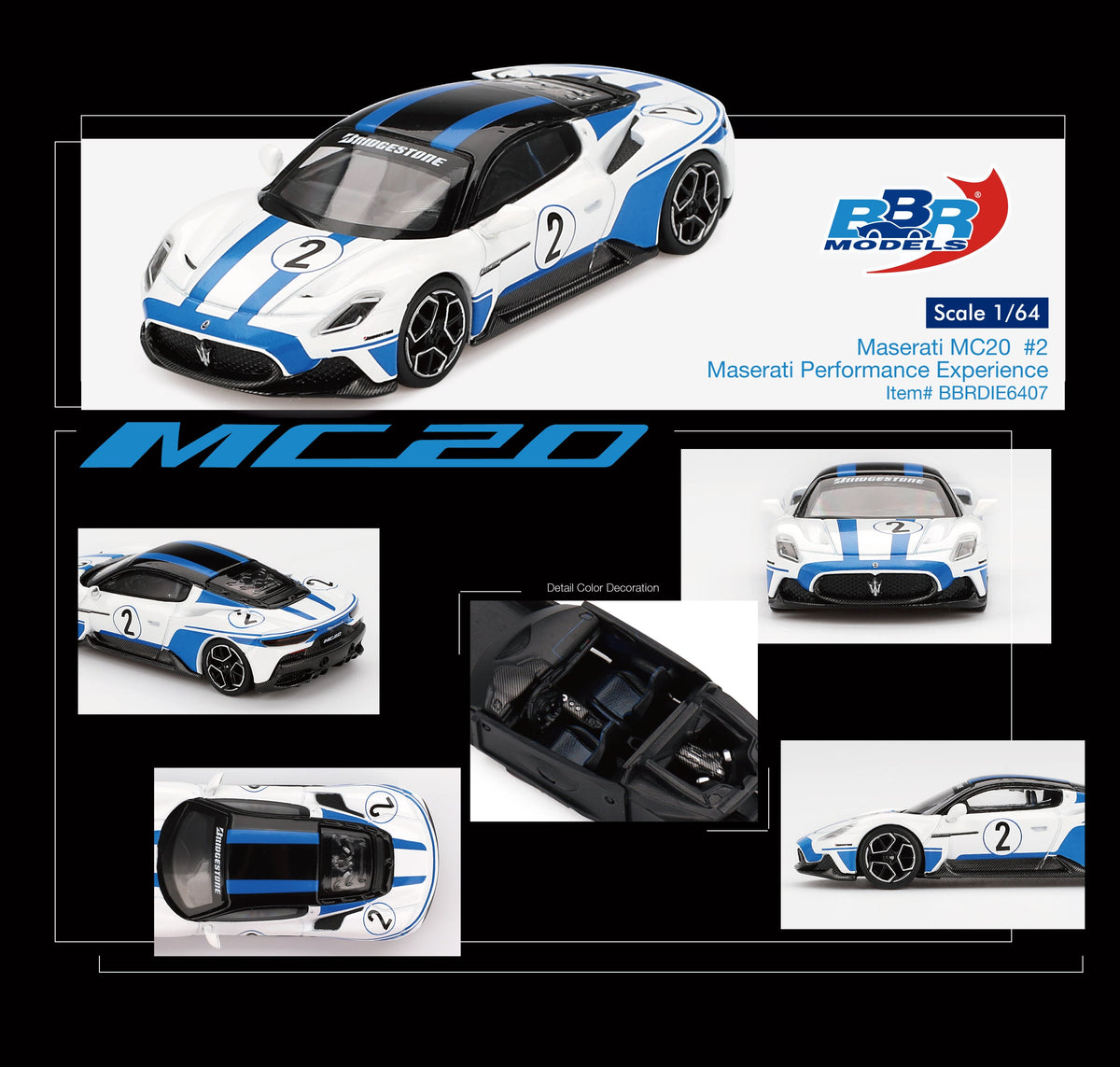 BBR Model 1:64 Maserati MC20 #2 Maserati Performance Experience BBRDIE6407