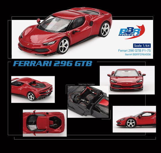 BBR Model 1:64 Ferrari 296 GTB Rosso Imola BBRFER64006