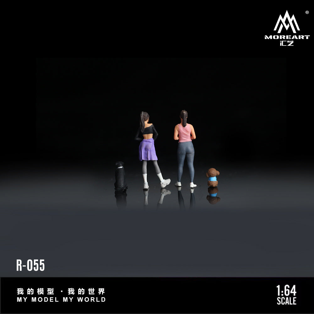MoreArt 1:64 DOG WALKING GIRL DOLL B SET