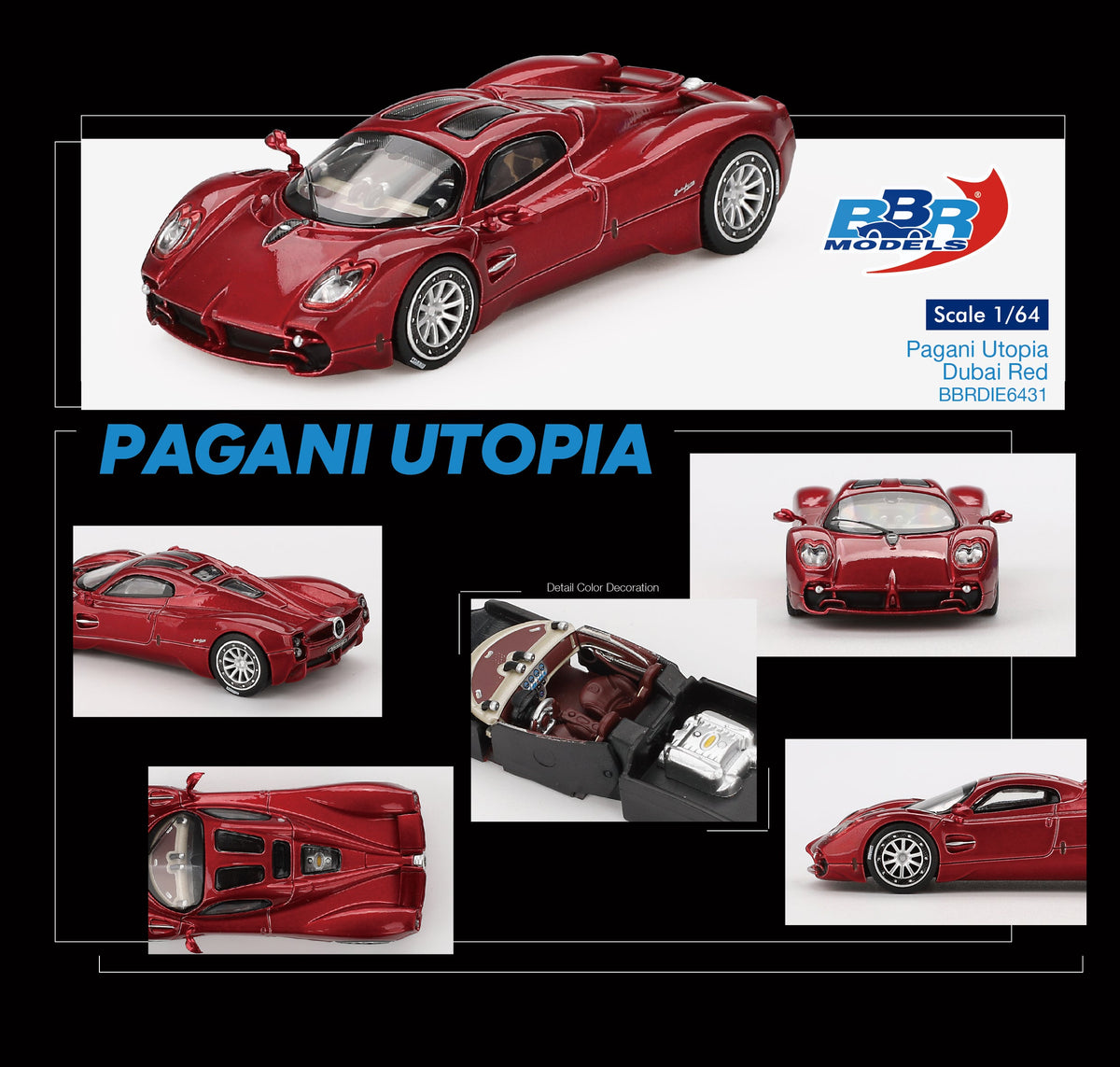 BBR Model 1:64 Pagani Utopia Dubai Red BBRDIE6431