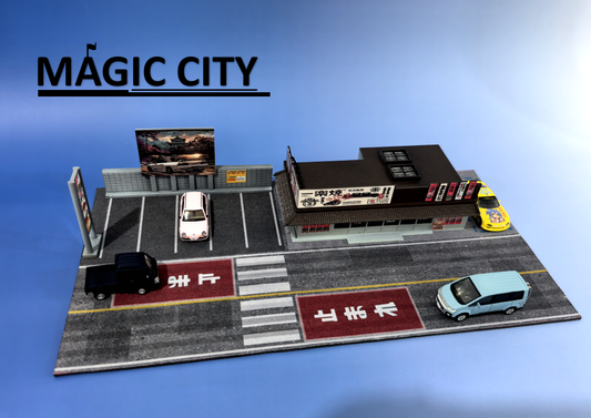 Magic City 1:64 Japanese BBQ Restaurant & Parking Lot Scene 110080