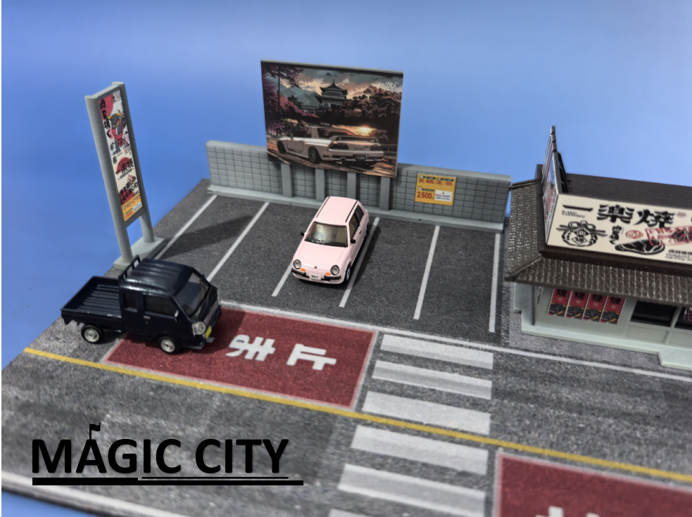 Magic City 1:64 Japanese BBQ Restaurant & Parking Lot Scene 110080