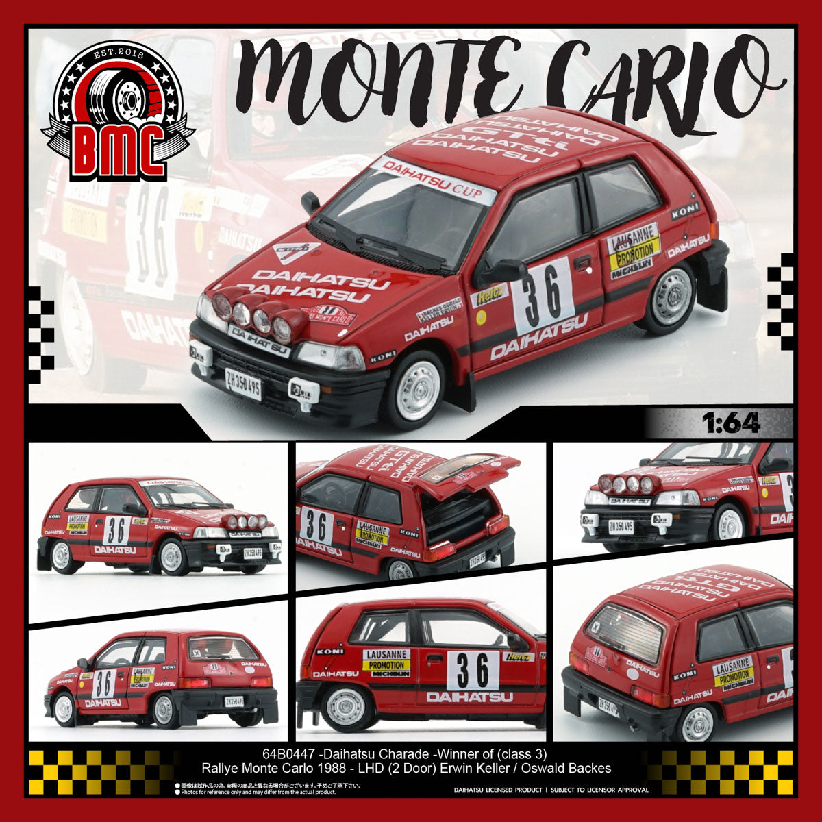 BM Creation 1:64 Daihatsu Charade -Winner of Rallye Monte Carlo- LHD (2 Door) 64B0447